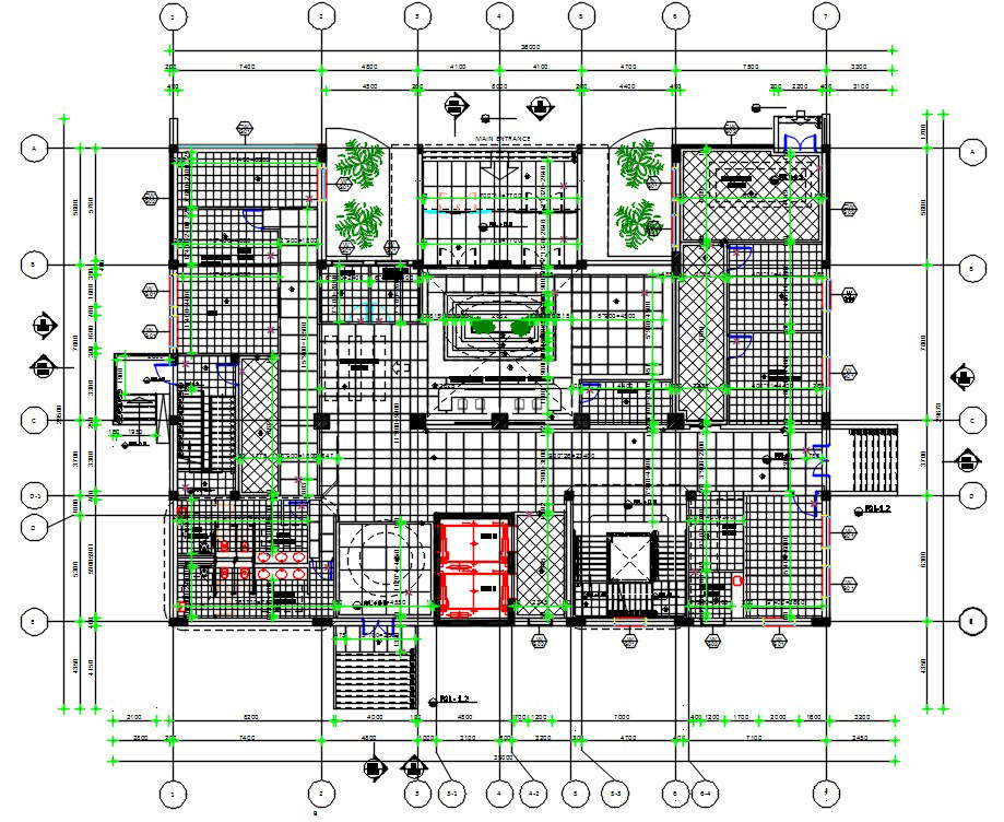 Hospital Layout Plan With Center Line AutoCAD Drawing DWG File - Cadbull