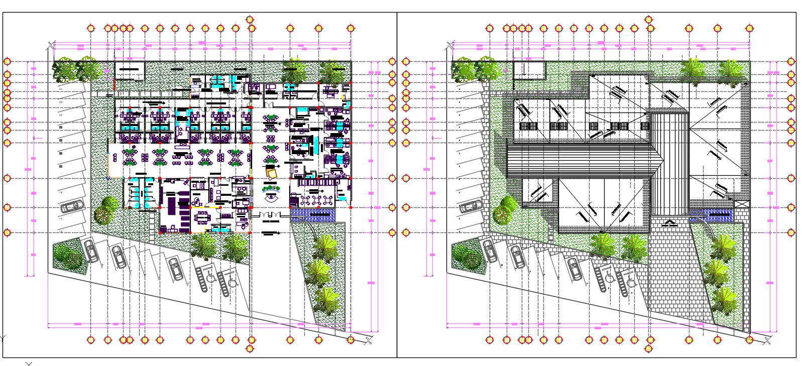 Hospital Project Ground floor And Roof Plan AutoCAD File - Cadbull