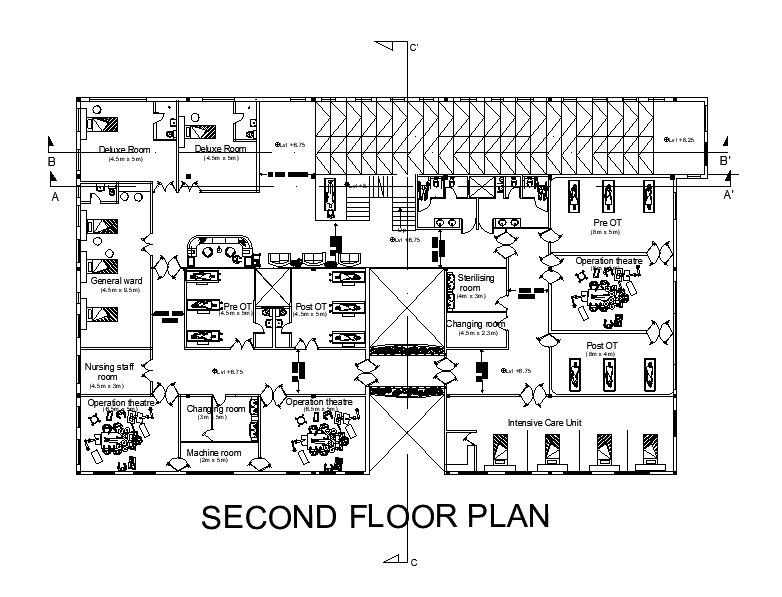 Hospital Second Floor Plan AutoCAD Drawing Download DWG