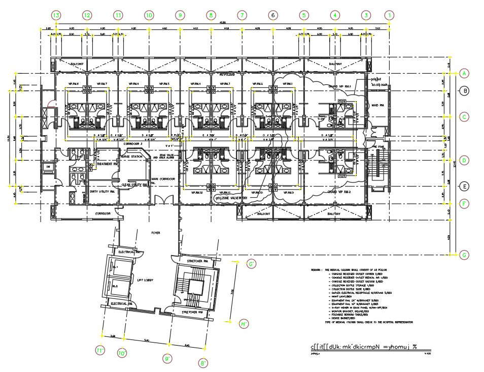 Hospital Special Bedroom Floor Plan Plan CAD Drawing DWG