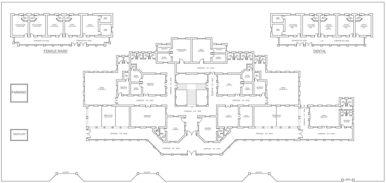 Hospital design with special female ward and dental department detailed ...