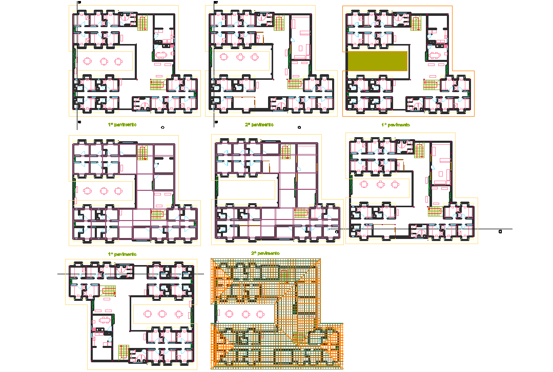 Hostel architecture building layout plan Cadbull
