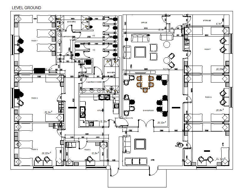 Hostel Layout Plan Dwg File Cadbull