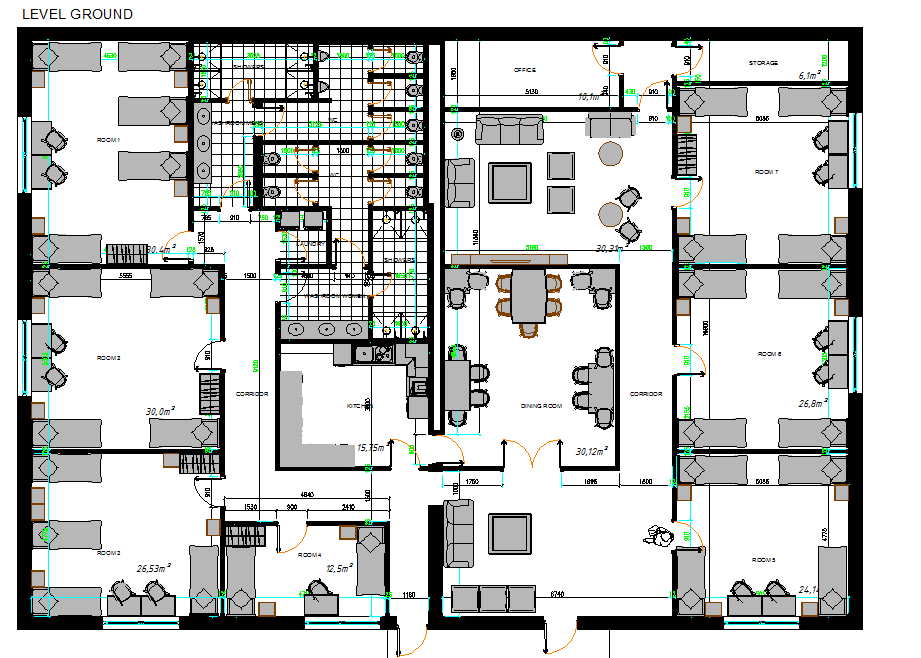 Hostel layout plan dwg file - Cadbull