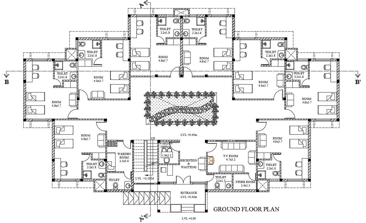 Hostel room plan is given in this Autocad drawing file.Download now ...