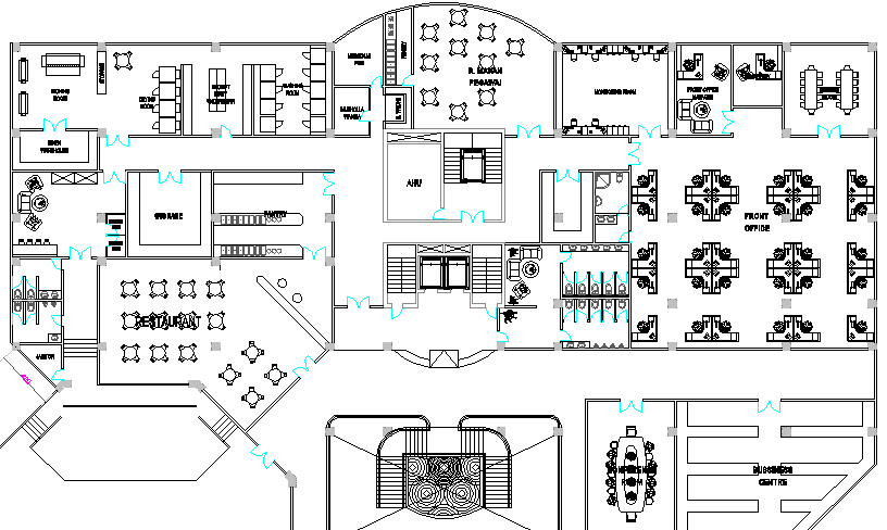 Hotel Layout Plan With Furniture Detail Cadbull