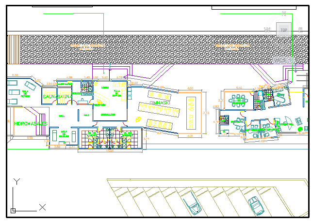 Layout plan of Hotel and Restaurant - Cadbull