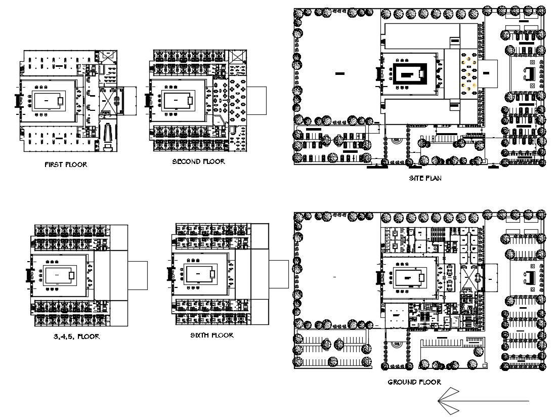 Hotel Floor Plan with Dimensions CAD File - Cadbull