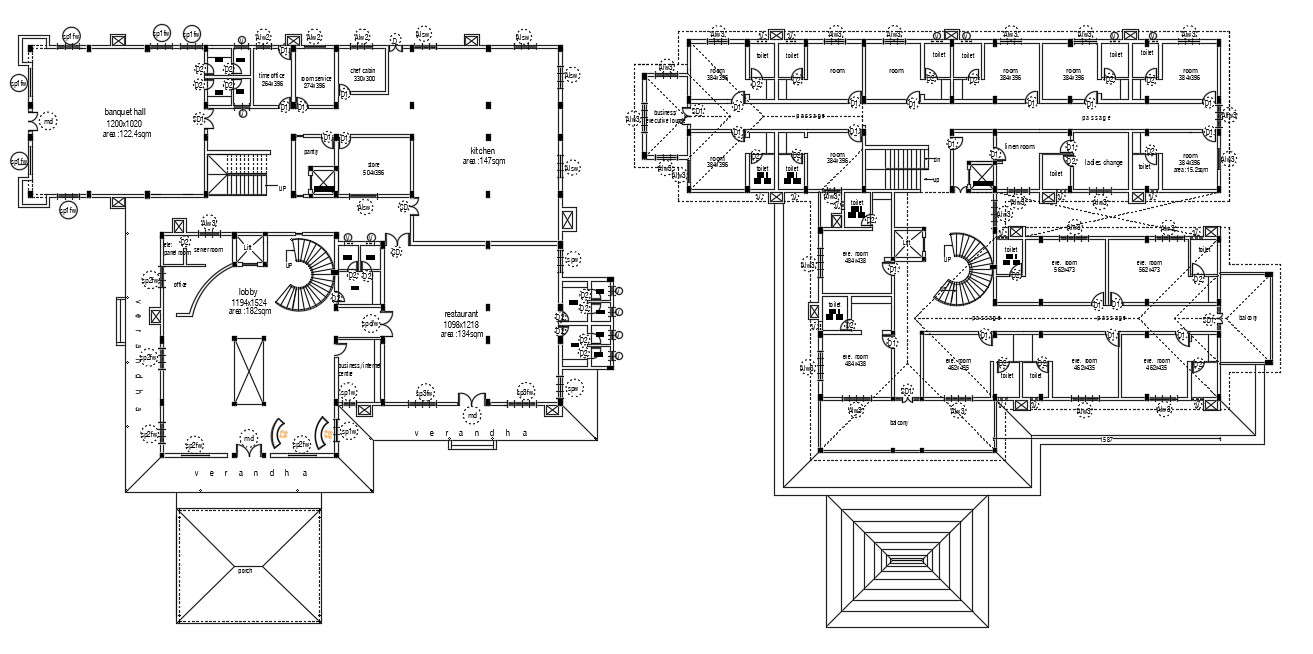 hotel-layout-plan-cadbull