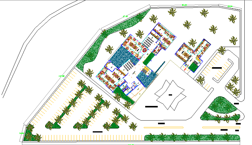 Hotel and resort architectural layout plan dwg file - Cadbull