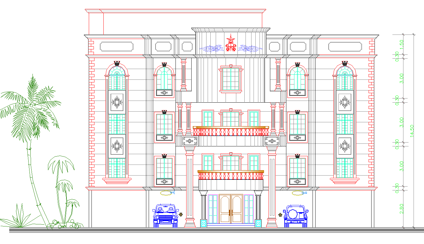 Hotel Elevation View Dwg File Cadbull