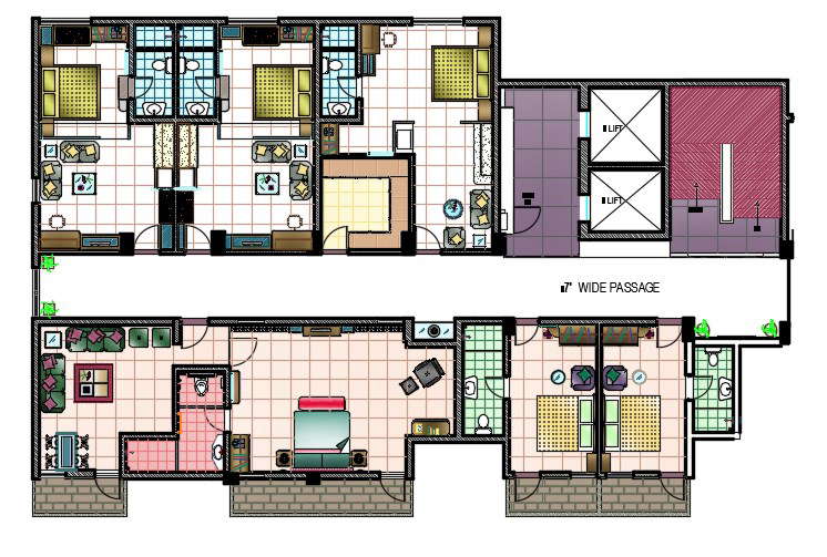 Hotel Bedroom Floor Plan With Furniture Design Dwg File Cadbull