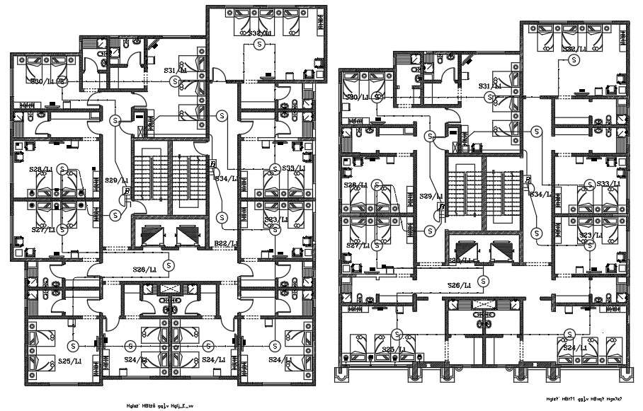 Hotel Bedrooms Floor Plan Drawing Download DWG File - Cadbull