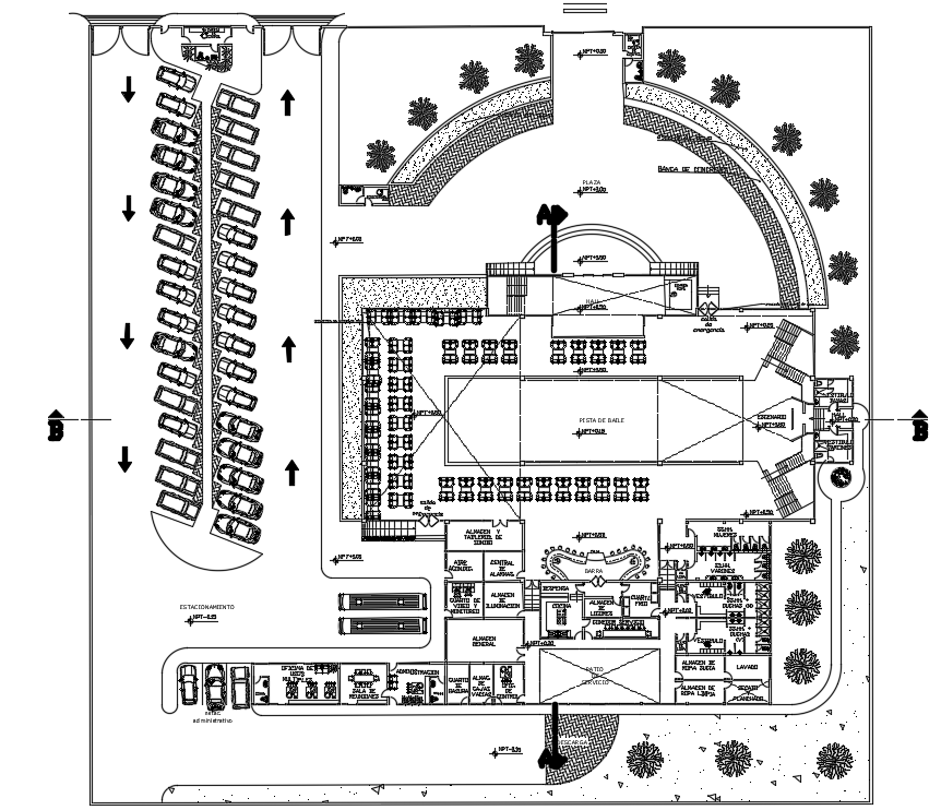 Hotel Ground Floor Plan AutoCAD Drawing Download DWG File - Cadbull