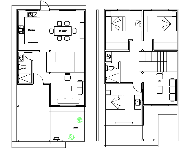 House 2 plants in 3 d plan detail dwg file - Cadbull