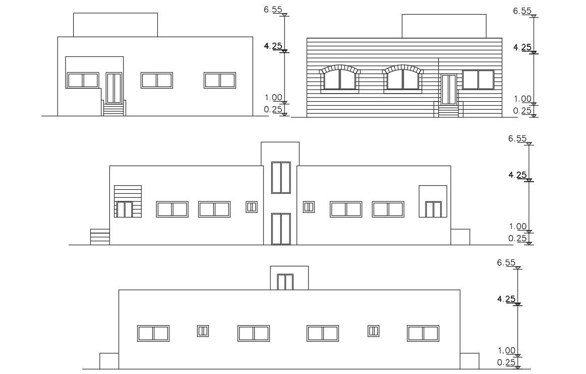 House Building Elevation Design CAD Drawing - Cadbull