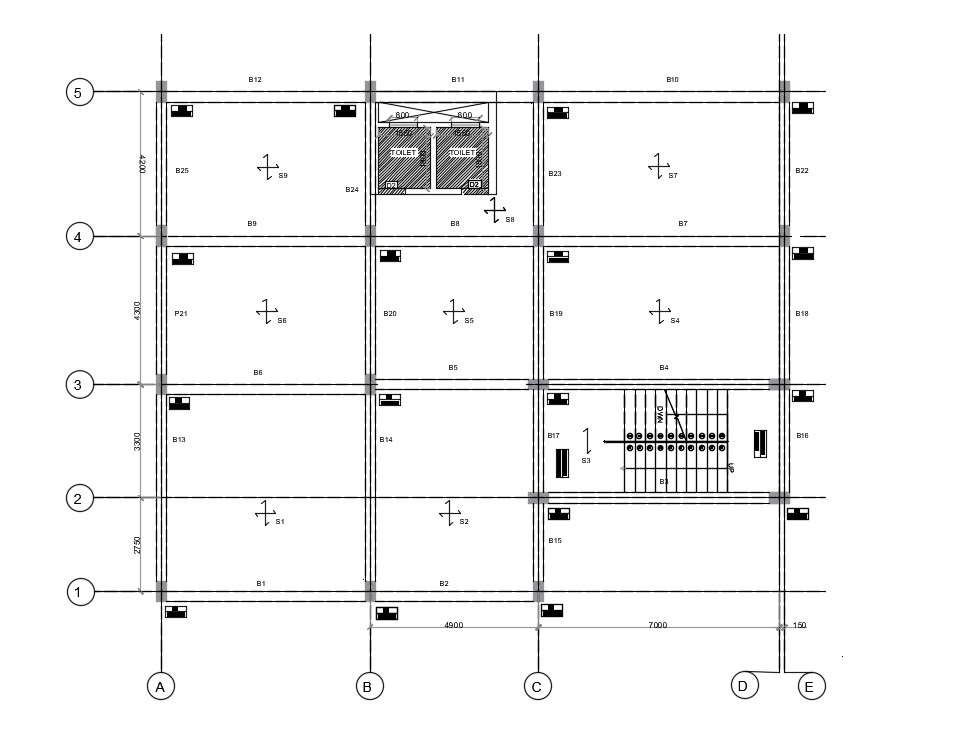 House Construction Drawing Column Layout Plan DWG File - Cadbull