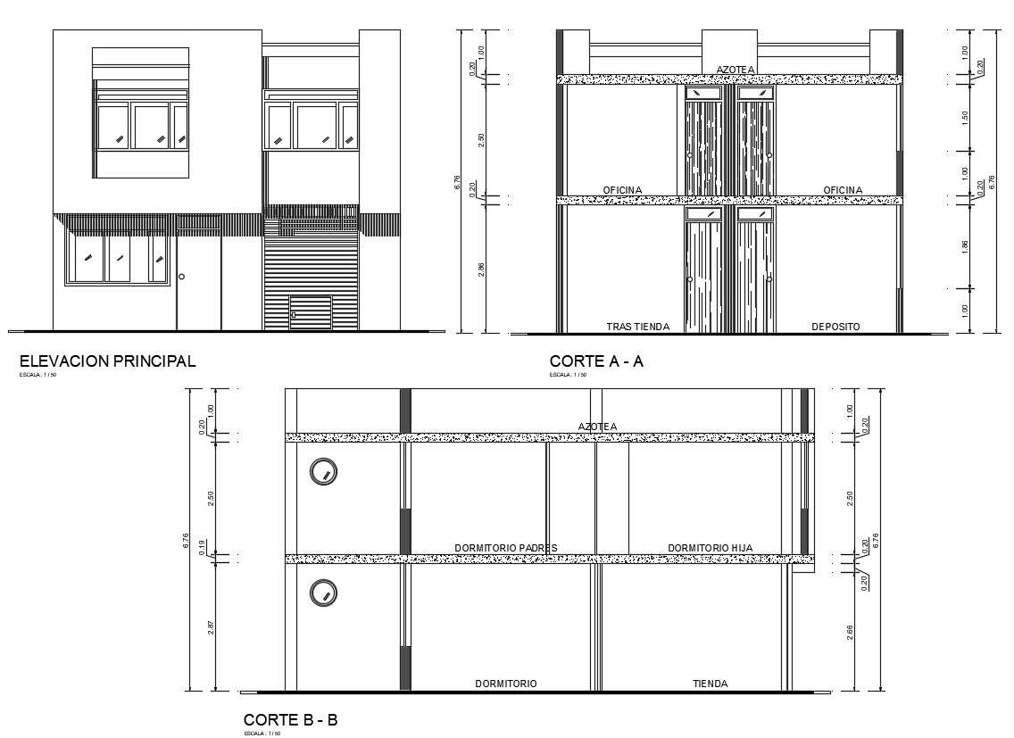 house-elevation-and-section-plan-cadbull