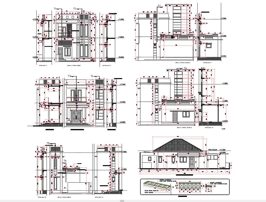 House Elevation Design Working Drawing DWG File Cadbull