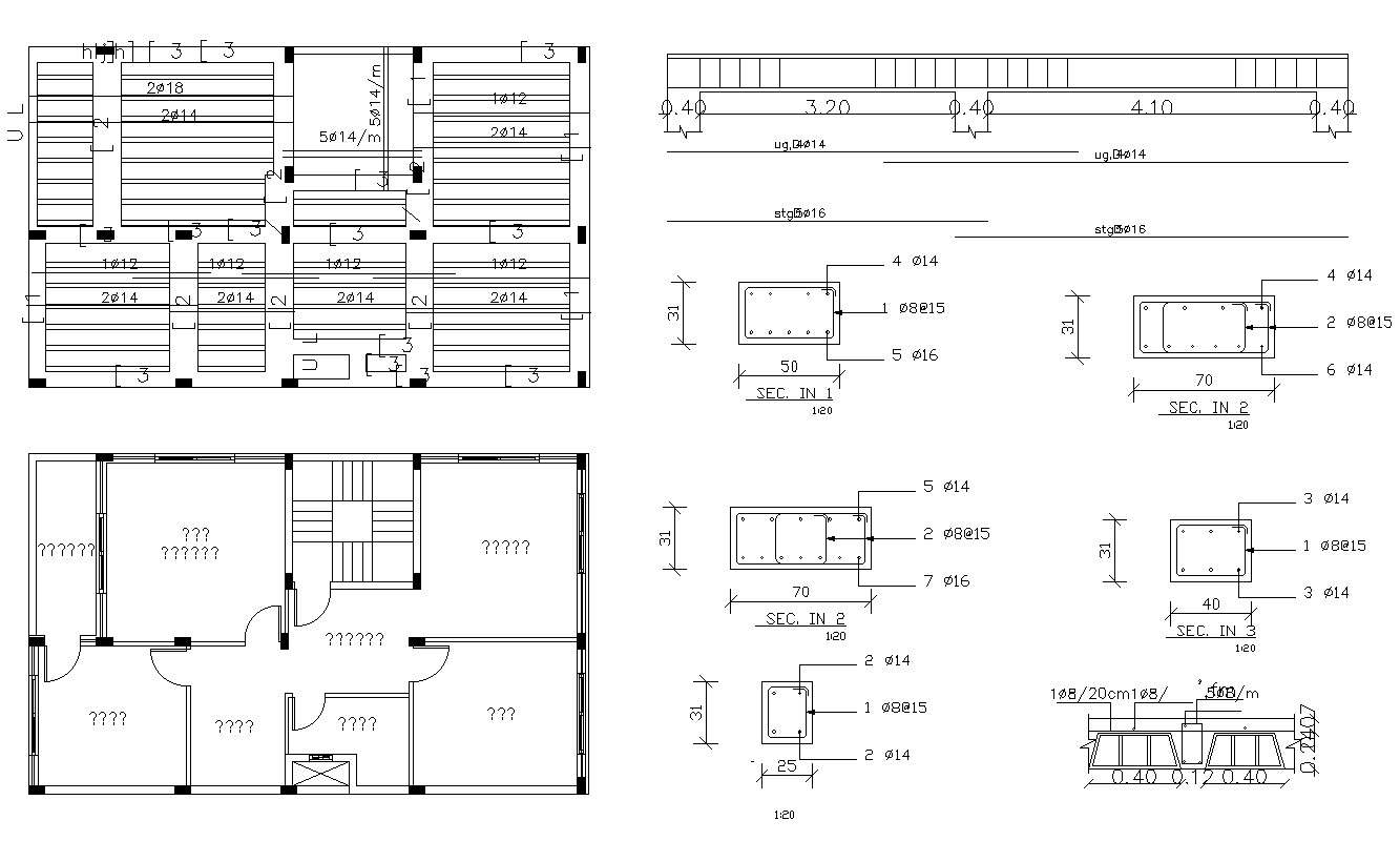 House Floor Plan And Structure Column Layout Design Cadbull 1111