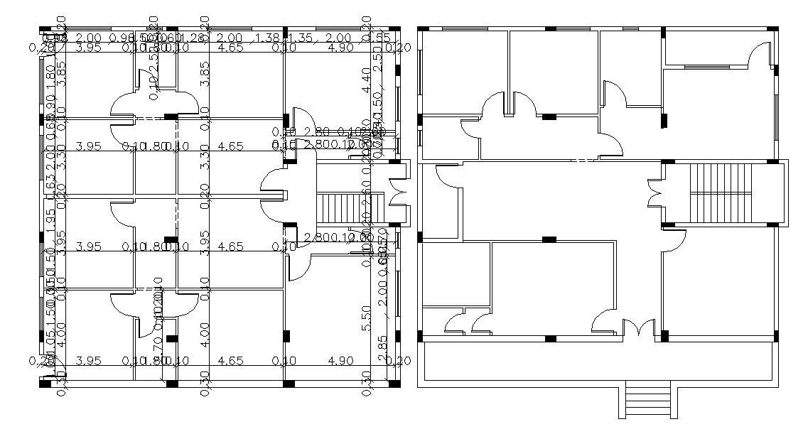  House  Floor Plan  With Column  Layout Drawing DWG Cadbull