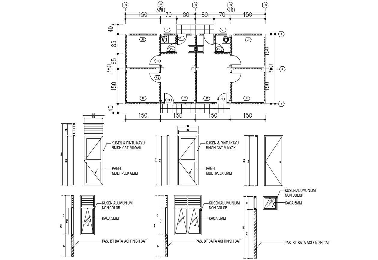 House Floor Plans With Working Drawing And Door Design