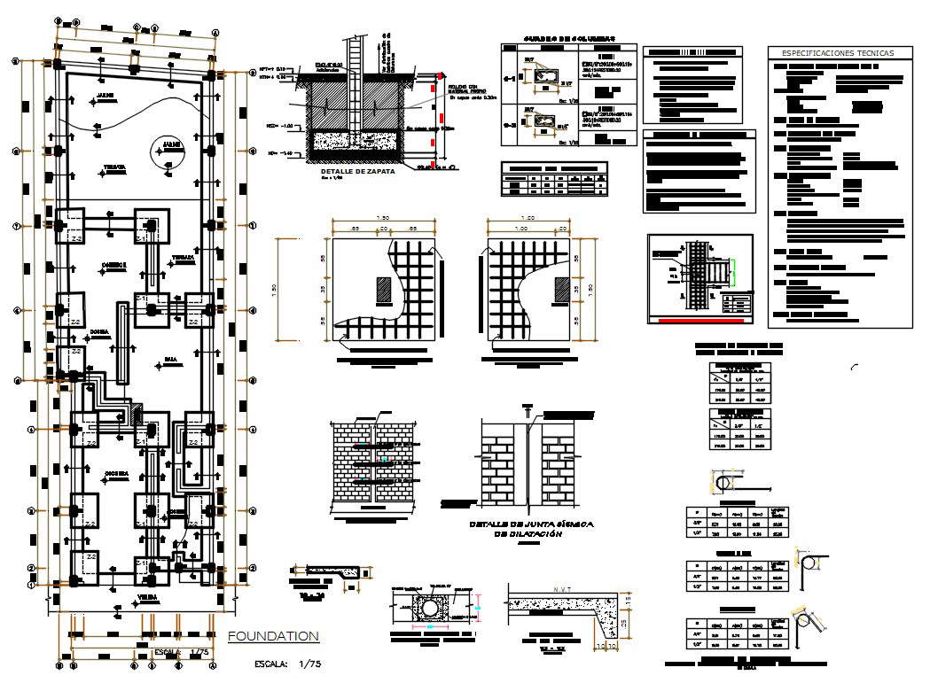 House Foundation Plan Autocad File Cadbull