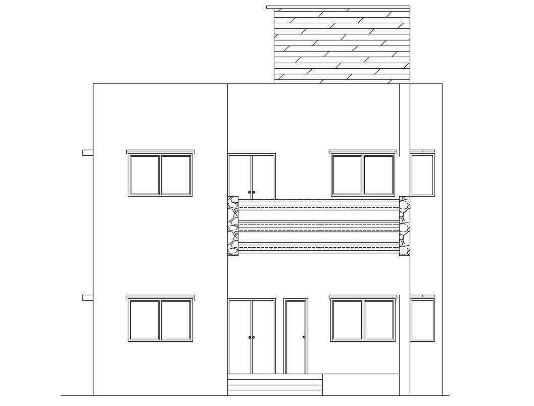 House Front Elevation Cad File Free Download Cadbull