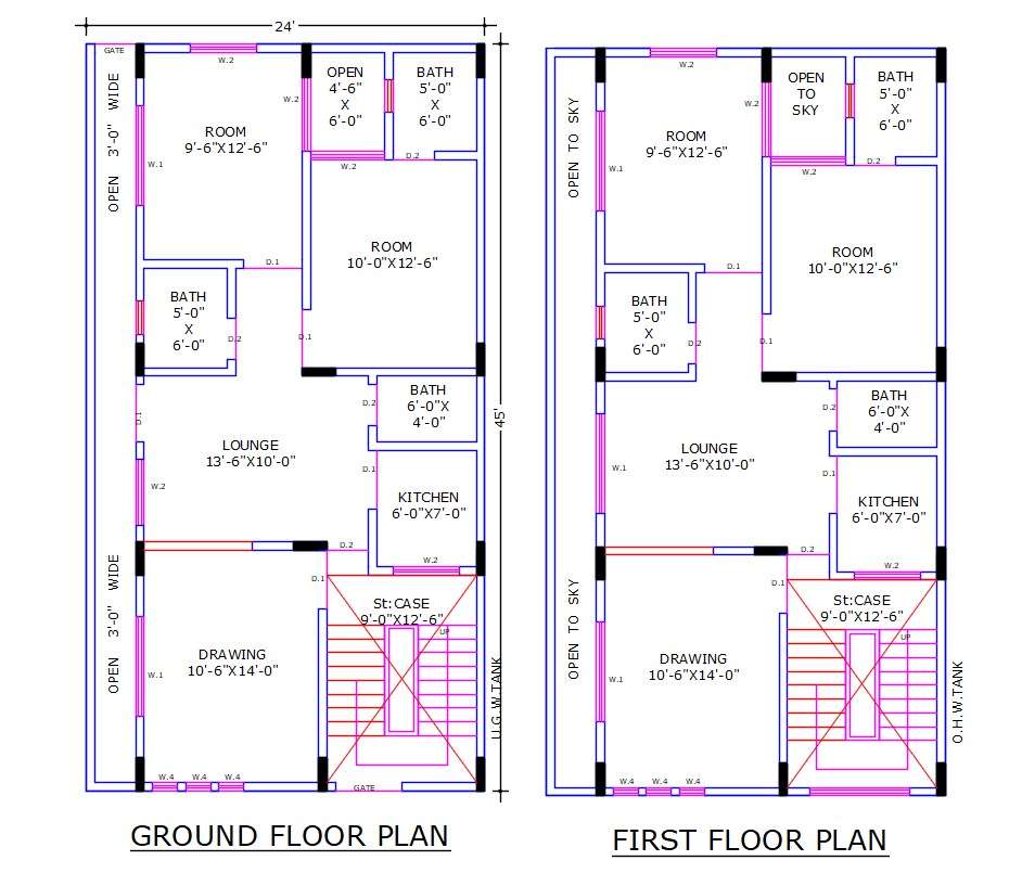 House Ground Floor And First Floor Plan AutoCAD File Cadbull