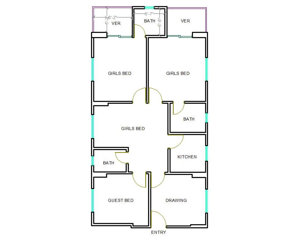 House Plan Free DWG File - Cadbull