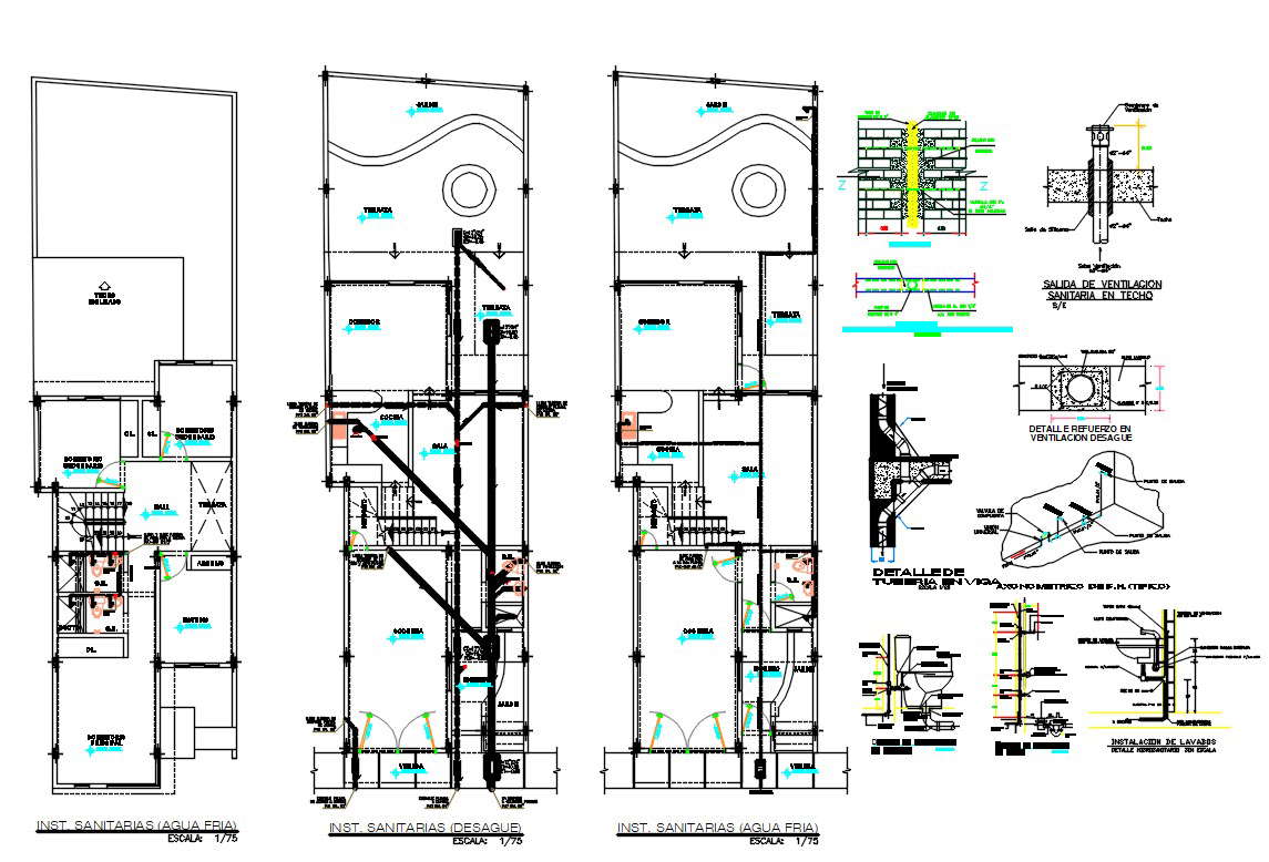 House Plumbing Layout plan - Cadbull