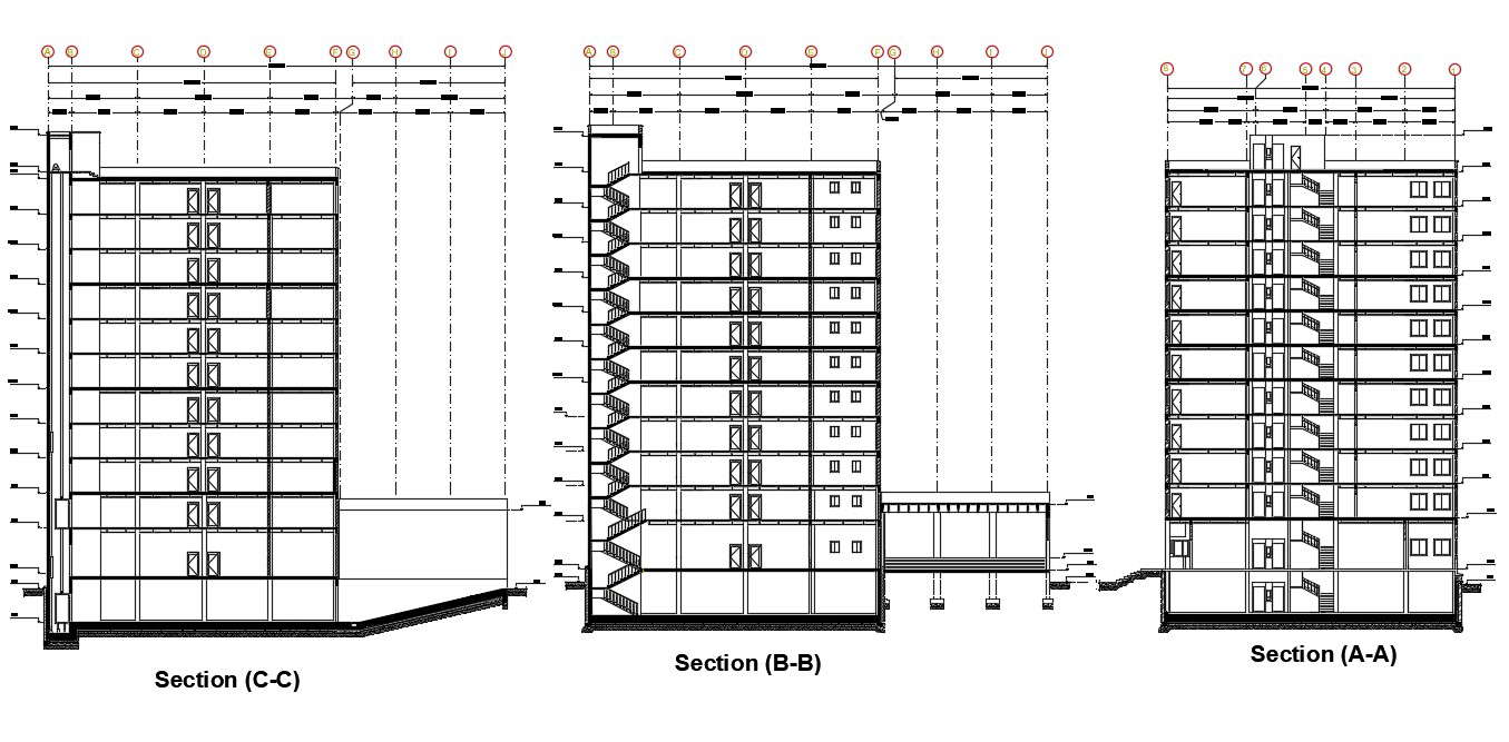 Apartment Section Autocad Drawing Cadbull 