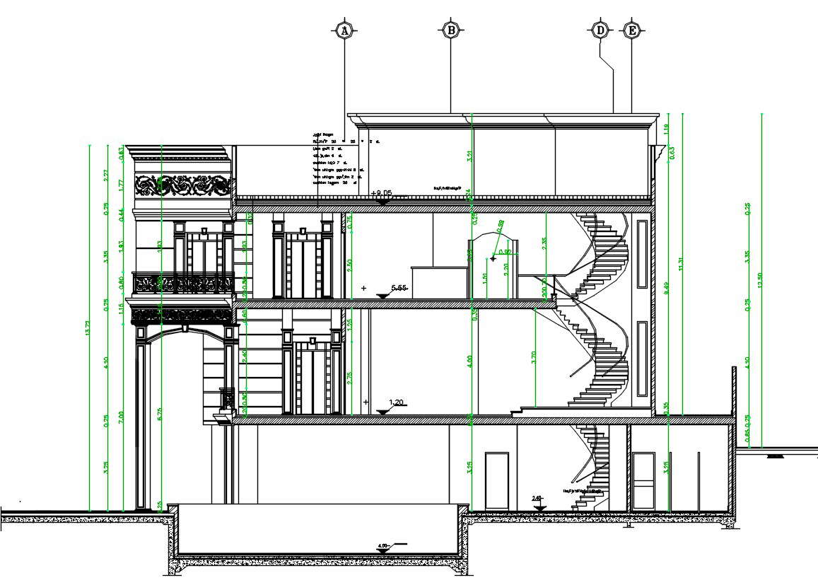 Autocad House Building Cross Section Drawing Dwg File Cadbull