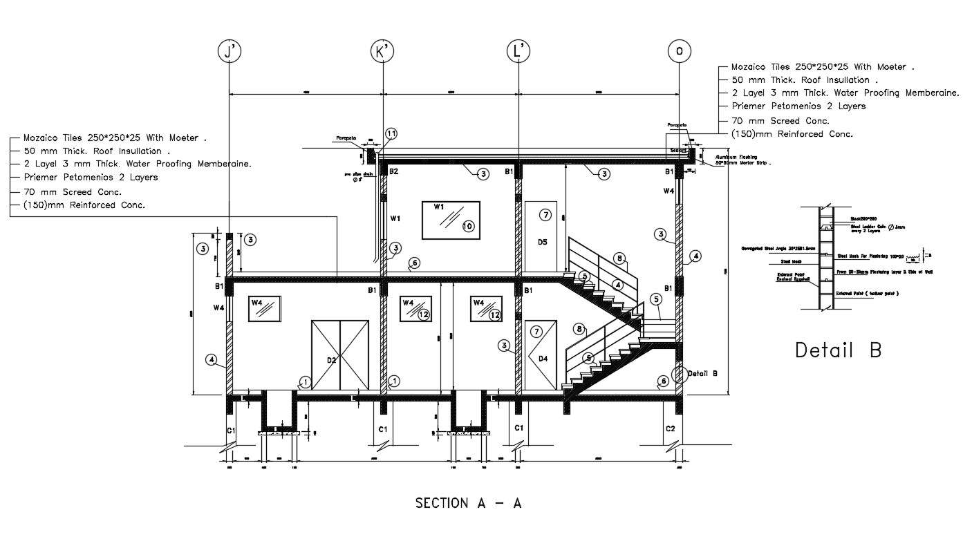 House Section Plan - Cadbull