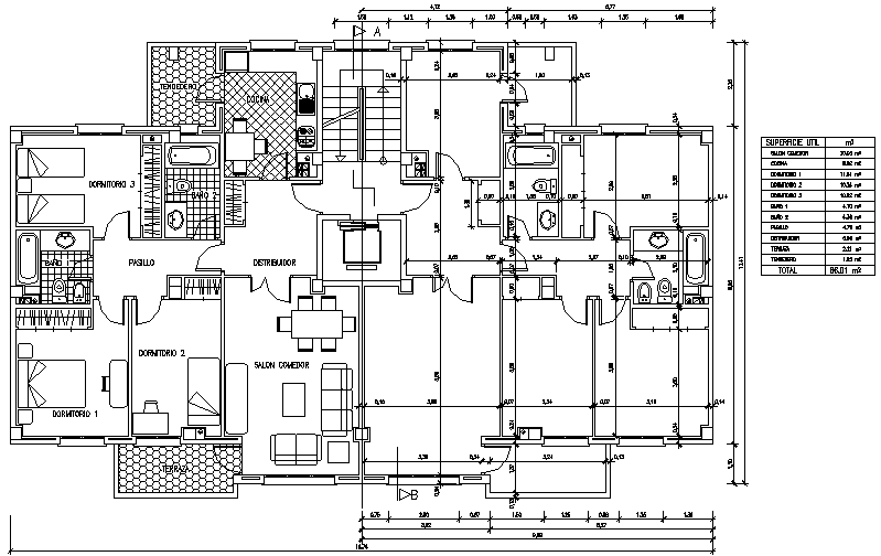 House building plan detail dwg file - Cadbull