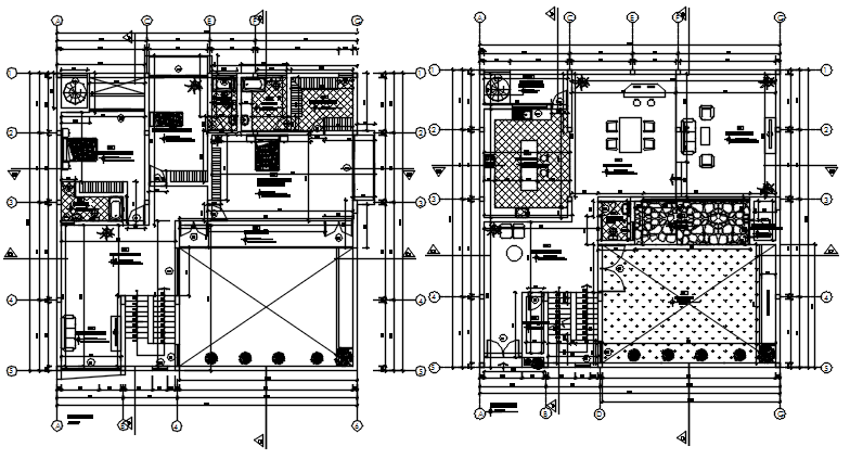 House design 17.13mtr x 17.00mtr with furniture detail in dwg file ...