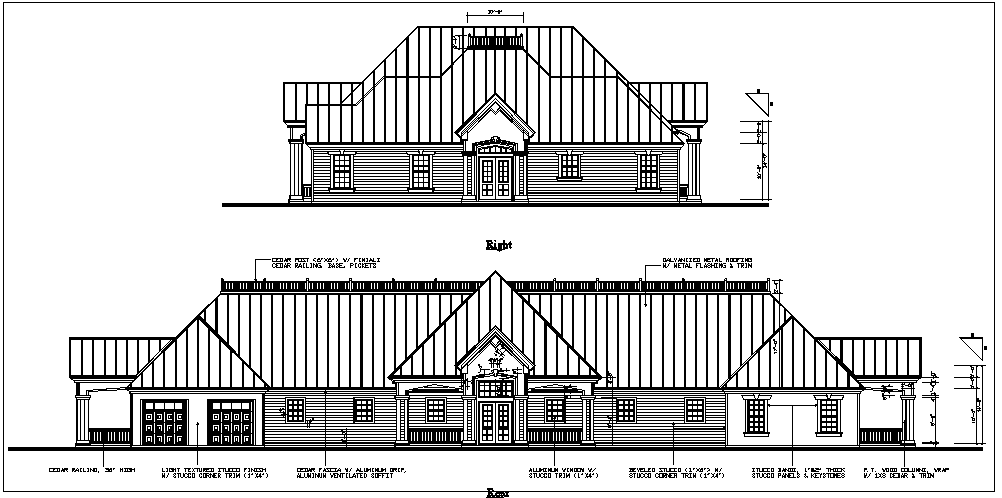 House elevation view detail dwg file - Cadbull