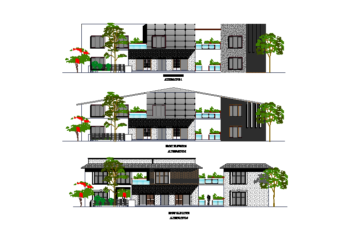 House elevations cad files - Cadbull