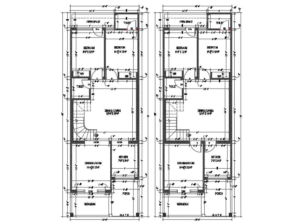 House Floor Architecture Layout Plan Cad Drawing Details Dwg File Cadbull