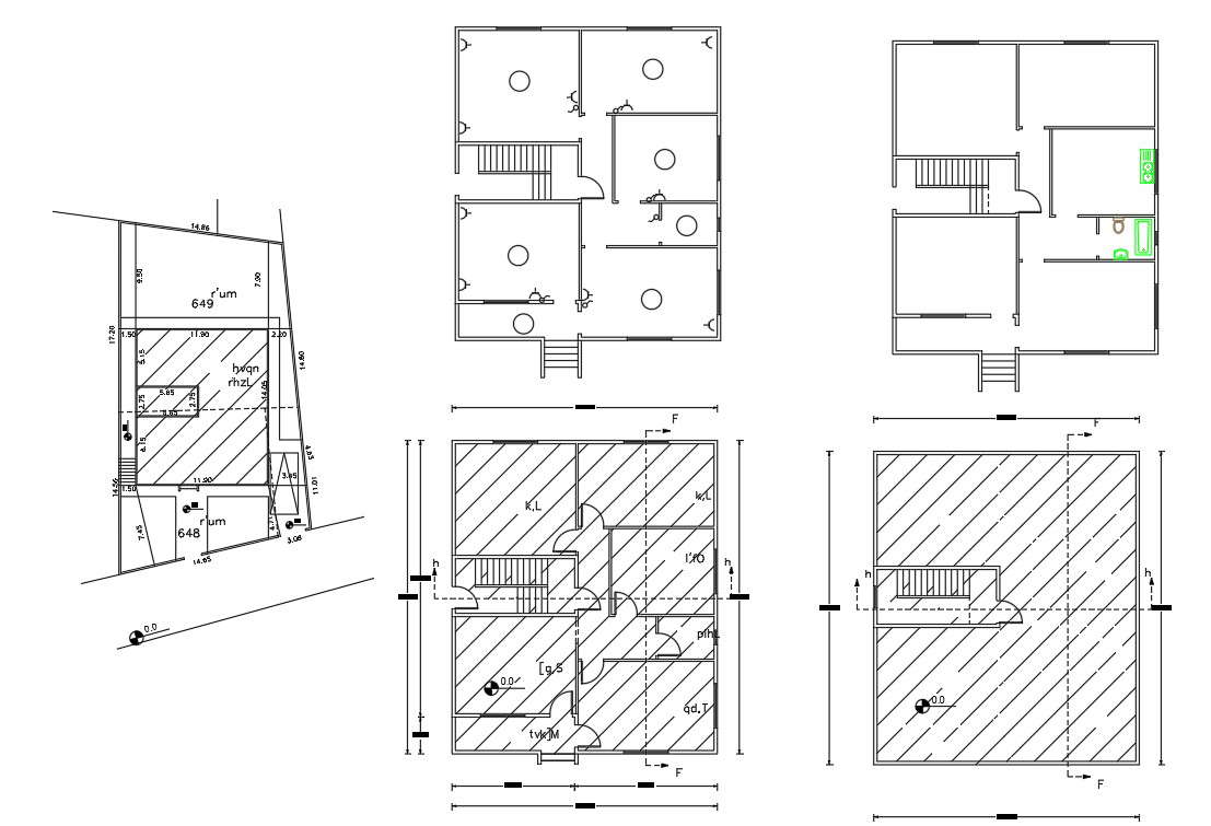 House for one family line out plan and layout plan 2d autocad drawing ...