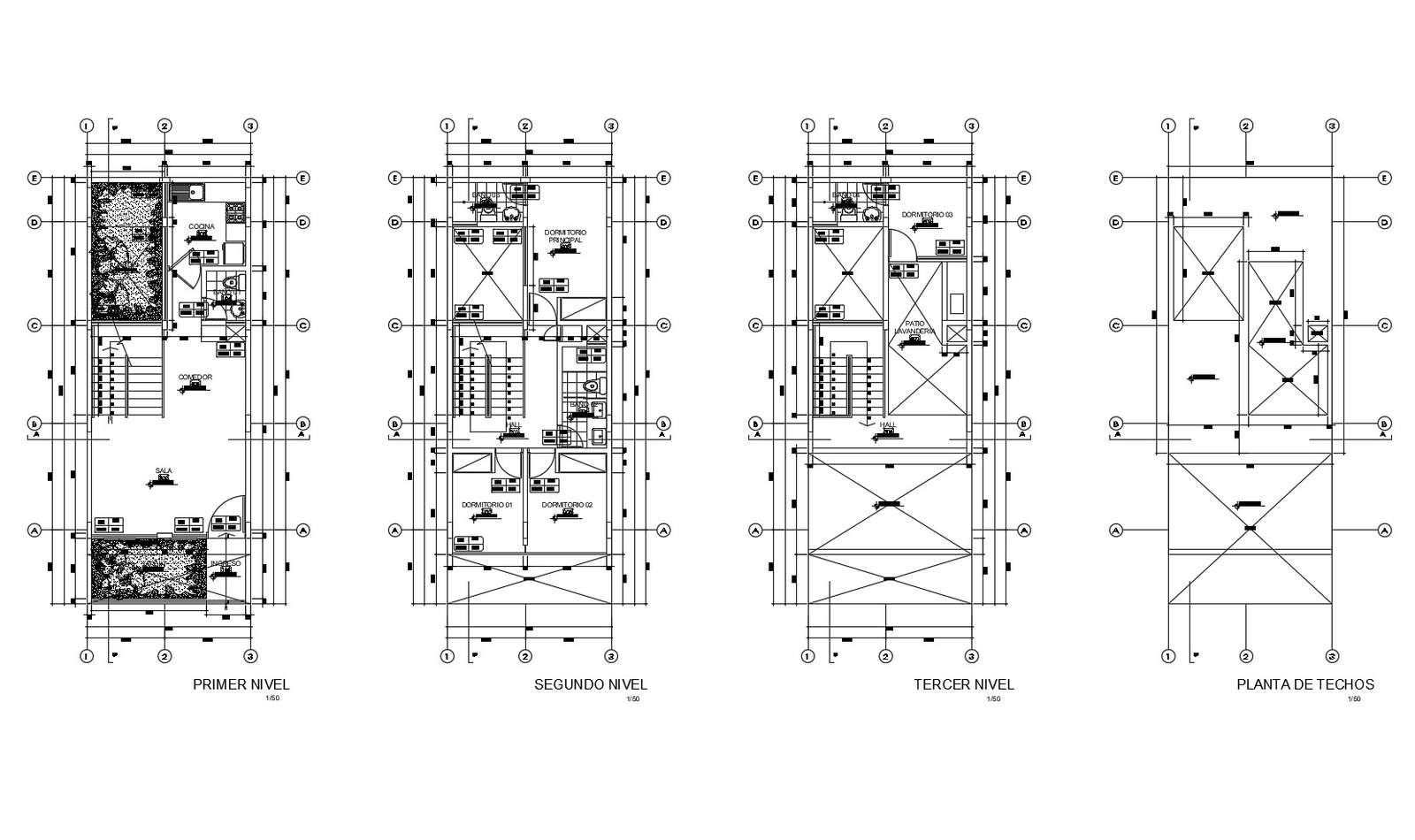 House plan 5.00mtr x 13.00mtr with detail dimension in autocad - Cadbull