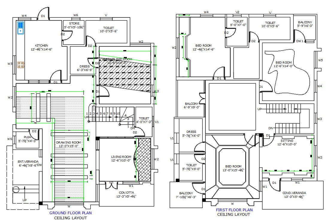 House plan Ceiling Layout Drawing AutoCAD File - Cadbull