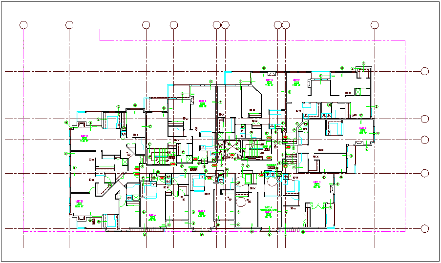 House plan with block and block number design dwg file - Cadbull