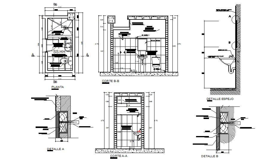 House Sanitary Section Plan And Installation Cad Drawing Details Dwg File Cadbull