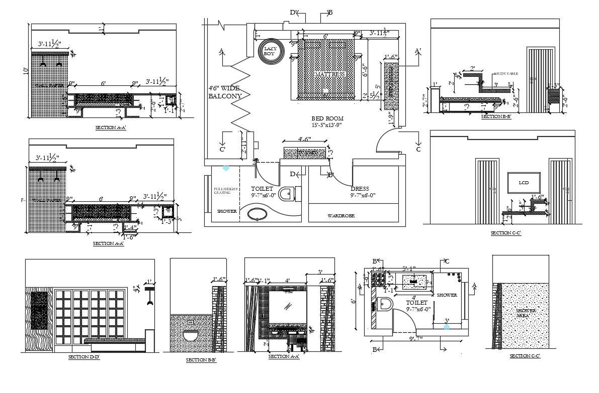 House sanitary sectional and installation details dwg file - Cadbull