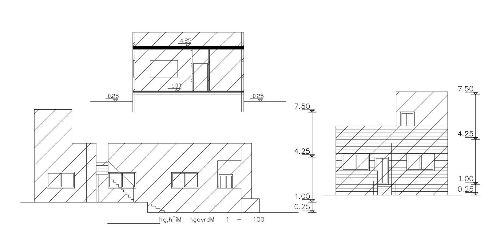 House section and elevation Working drawing DWG File - Cadbull