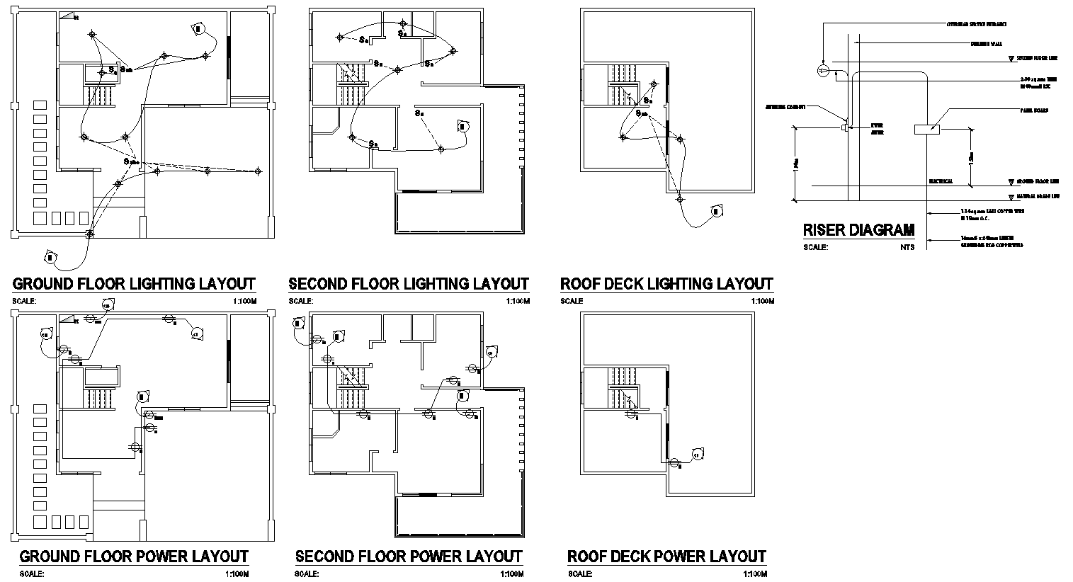 House All Floors Lighting And Power Layout plan Detal DWG AutoCAD file ...