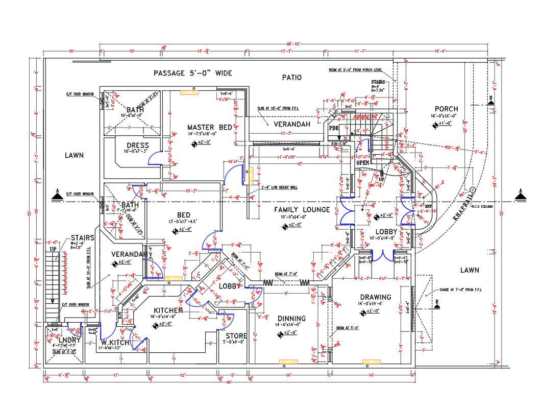 House Architecture Plan AutoCAD Drawing Download DWG File