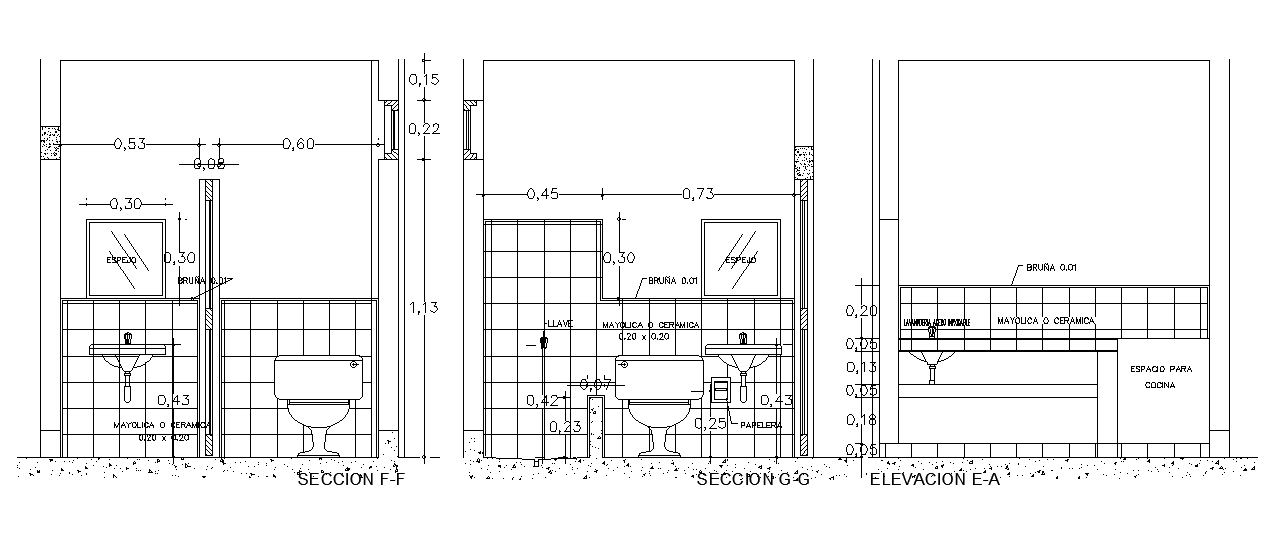 House Bathroom Section Drawing Download DWG File - Cadbull