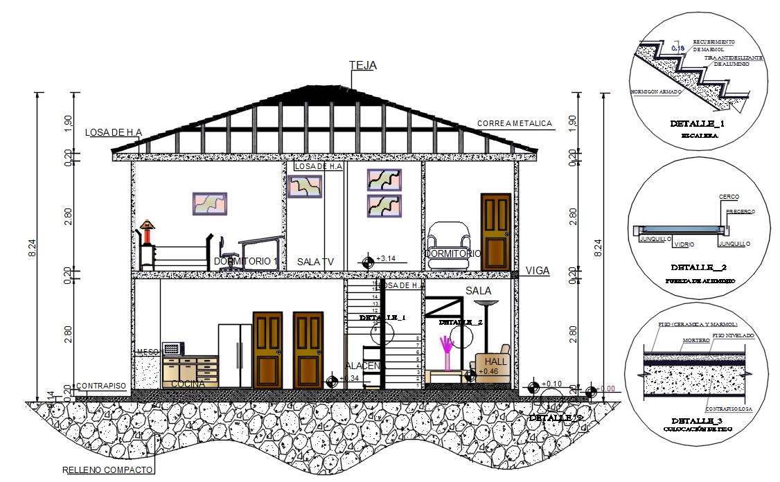 House Cross Section AutoCAD Drawing Download DWG File Cadbull